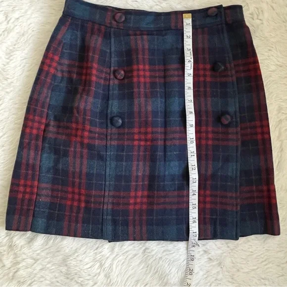 VINTAGE (1996) GAP Blue and Red Plaid Wool Mini Skirt - Picture 8 of 9